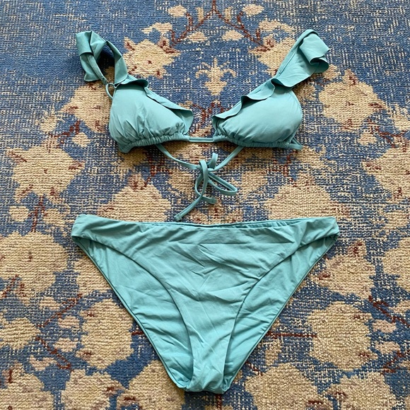 Eberjey Graziela Ruffle Bikini in Teal M - Picture 3 of 7